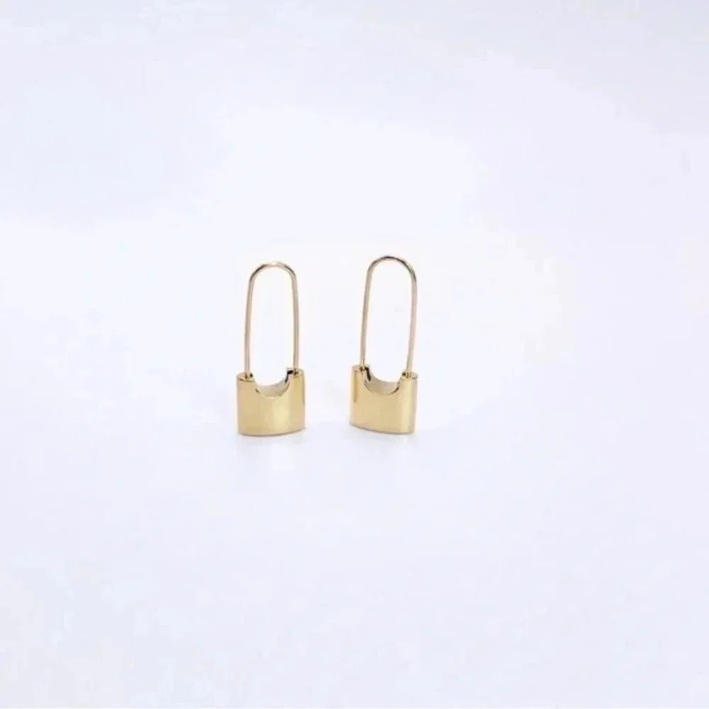 - Safety Pin Hoops Earrings • Gold Safety Pin Earrings • Modern Geometric